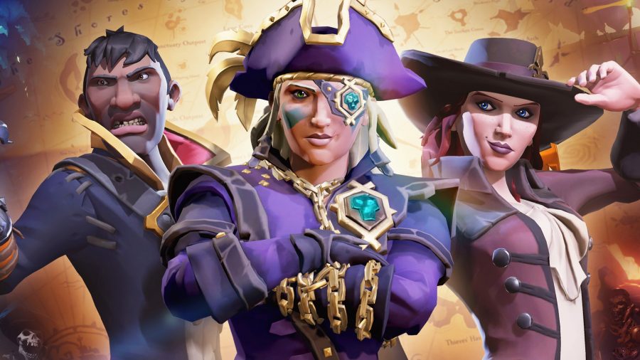 Sea of Thieves: a trio of pirates, some looking rougher than others