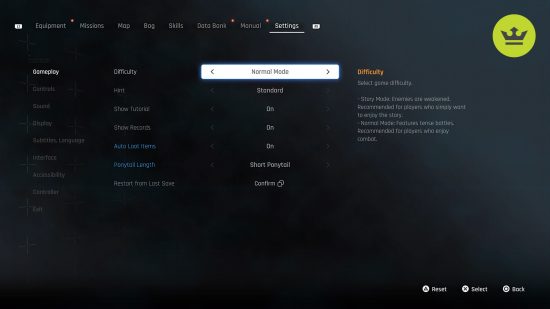 Stellar Blade Settings: the settings UI