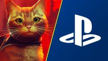 Stray PS Store sale: an adorable orange cat next to the PlayStation logo