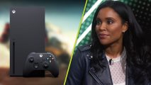 New Xbox next-gen progress: an Xbox Series X console next to Sarah Bond