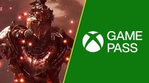 Lords of the Fallen Xbox Game Pass: a knight in armor with a reddish tint next to the Xbox Game Pass logo