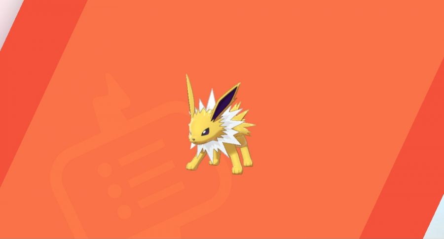 Jolteon against a red background
