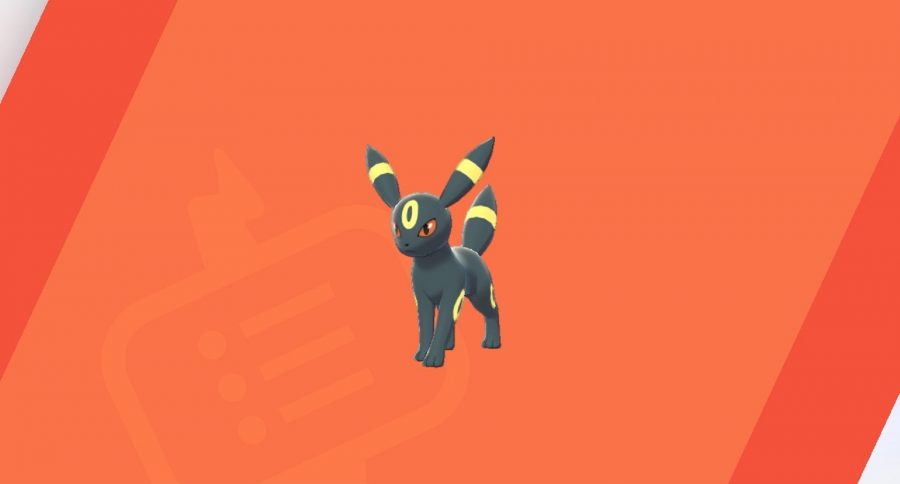 Umbreon against a red background