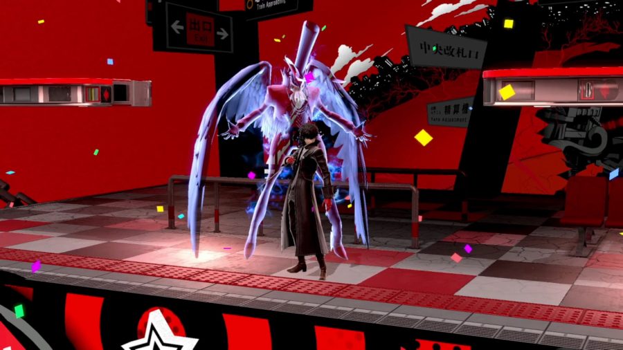 Joker has Arsene, his persona, out. Arsene stands just a little big behind Joker and is mimicking his moves.