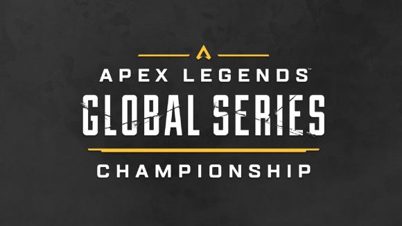 The words Apex Legends Global Series Championship are written in white writing on a dark grey background