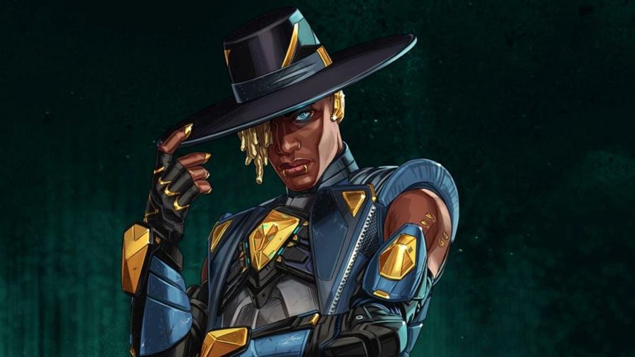 Artwork of Apex Legends' Seer, wearing a blue and gold outfit