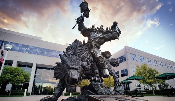 The orc statue stationed outside of Blizzard HQ
