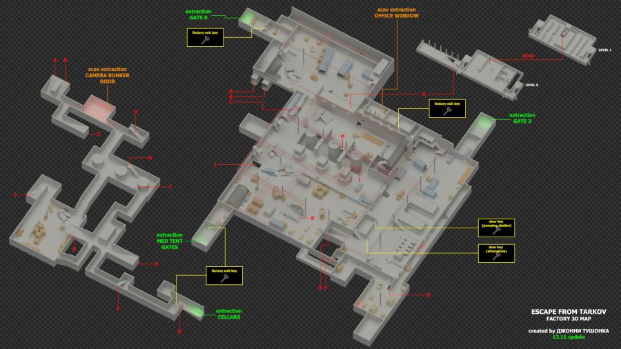तारकोव्ह नकाशे पासून सुटका: कारखान्याचा नकाशा