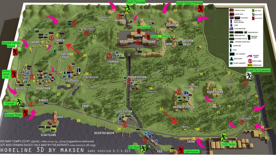 Escape from Tarkov Maps: แผนที่ชายฝั่ง
