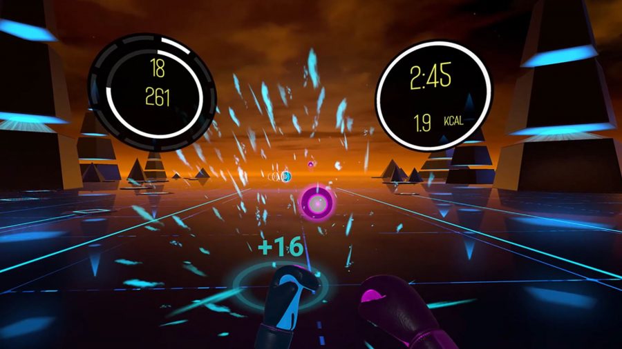 The player's perspective is shown, with them having to hit various targets.