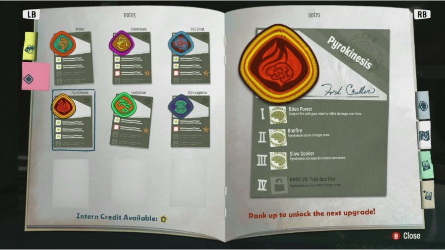 Rax's abilities are shown in the game's menu. 