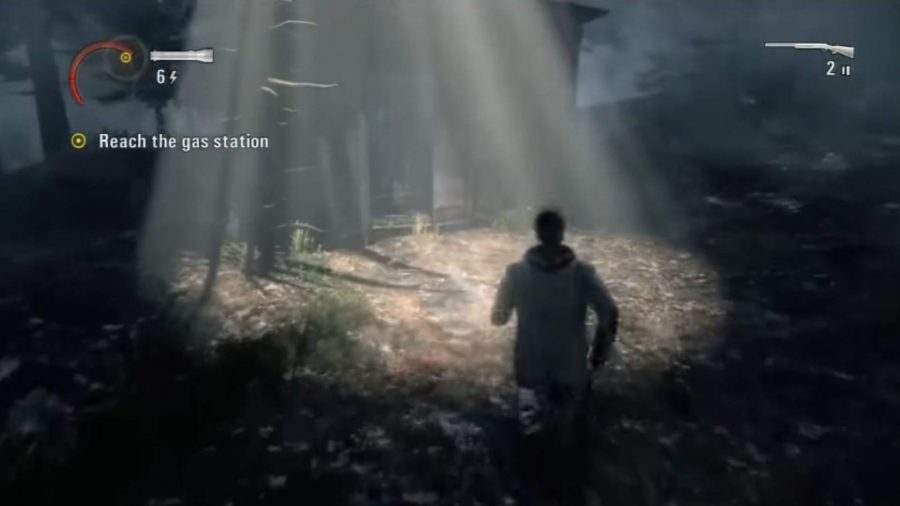 Alan can be seen running towards the shack which contains the second radio.