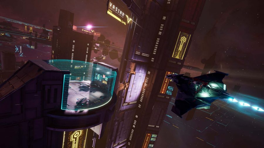The Forsaken can be seen flying through a city with a number of buildings around it.