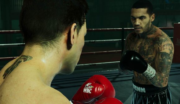 Two fighters square off in the ring.