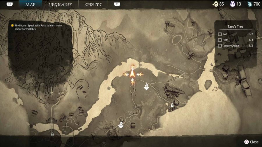 The map showcasing the location of Taro's Tree's fourth rot.