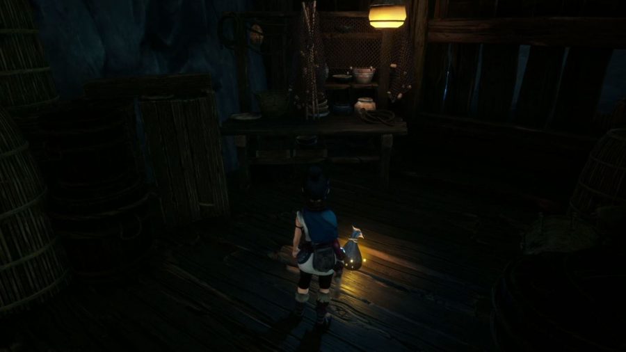 Kena is looking at the Spirit Mail in the Storehouse.