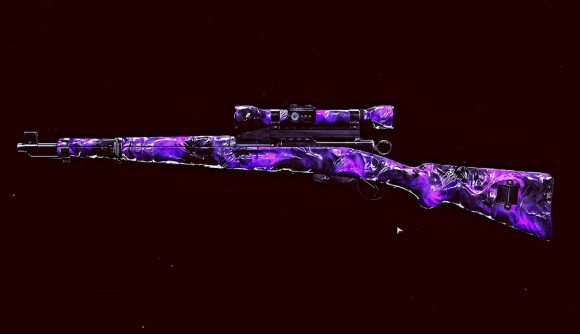 A Swiss sniper rifle with dark aether camo