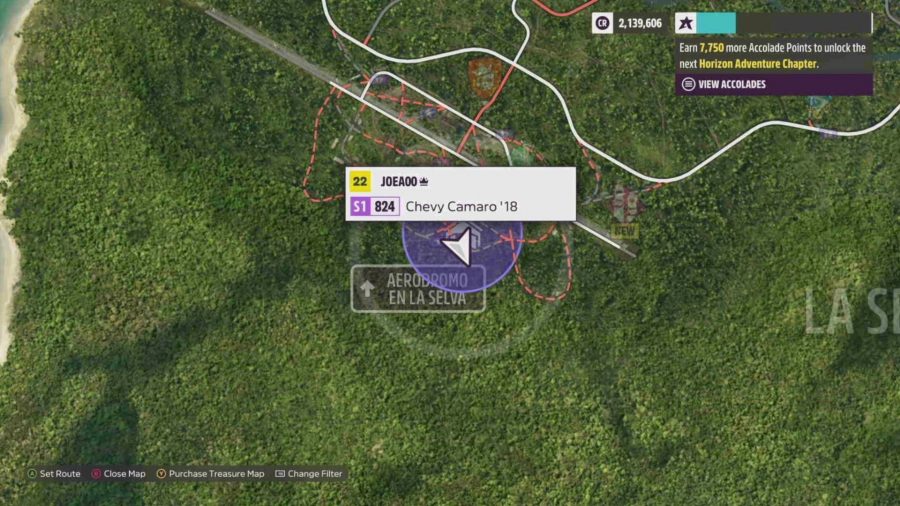 Forza Horizon 5 Barn Finds: The map showcasing the location of this barn find.