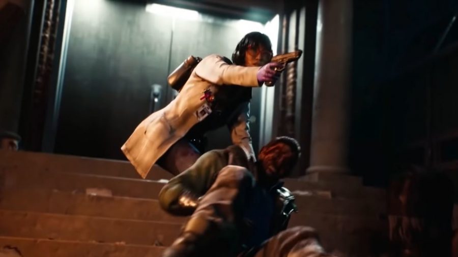 Best Back 4 Blood characters: Doc fires her pistol while she drags someone to safety