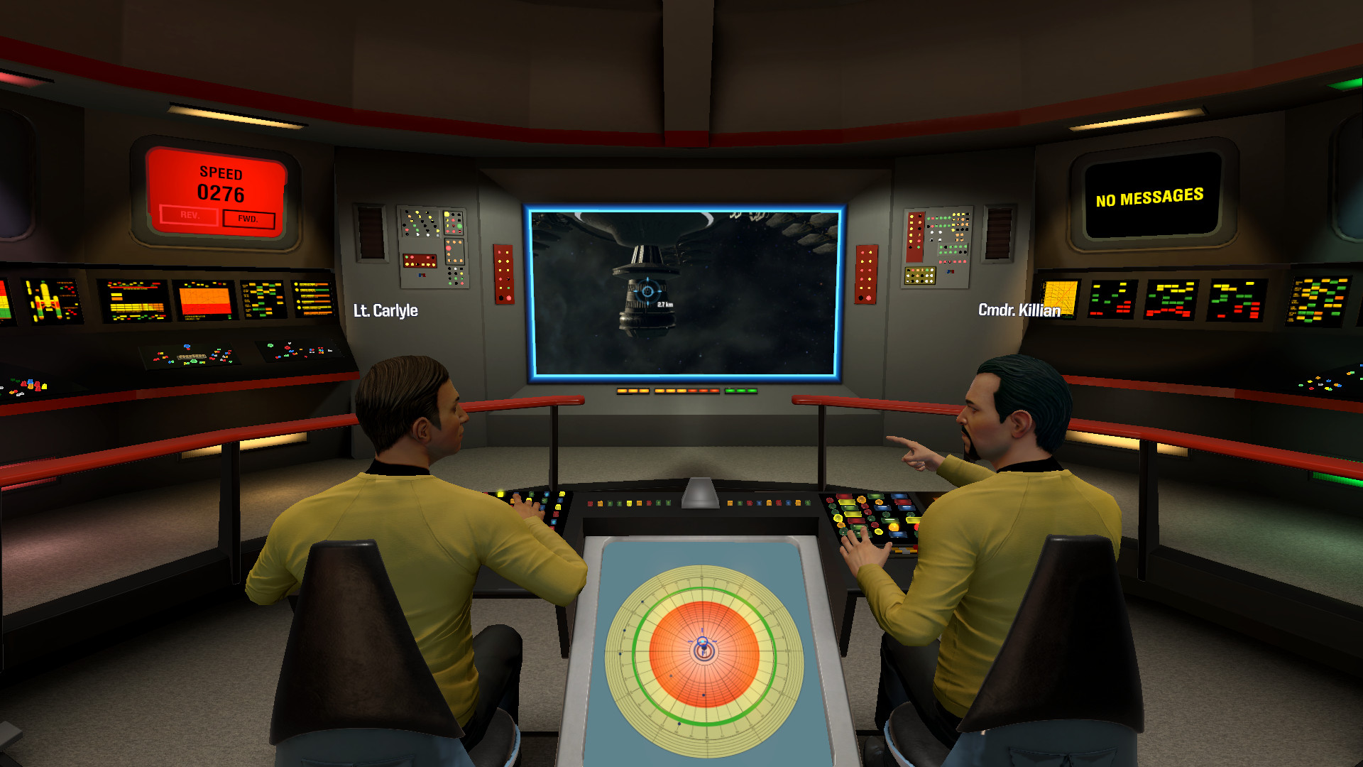 Best PS VR games: Two crew members on board a Star Trek ship discuss a mission