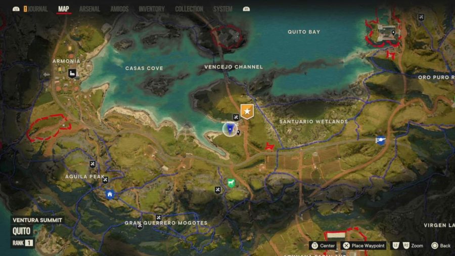 Far Cry 6 ride locations: The map showcasing the location of