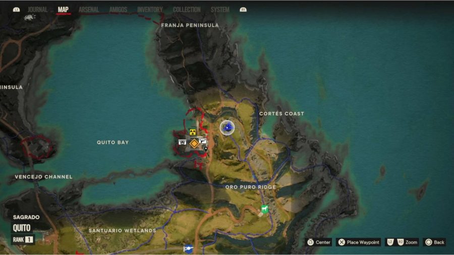 far cry 6 unique weapon locations: The map showcasing the location of The Autocrat