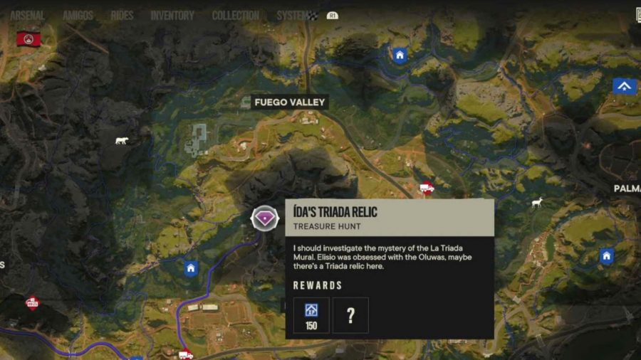 Far Cry 6 Triada Relic Locations: the location of Ida's Triada Relic on the map