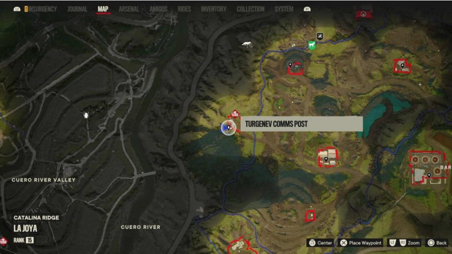 Far Cry 6 USB Stick locations: The map showcasing the location of the USB stick.