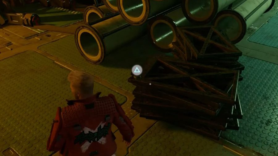 Guardians of the Galaxy Archives locations: Peter is looking at the Archives sat by the pipes.