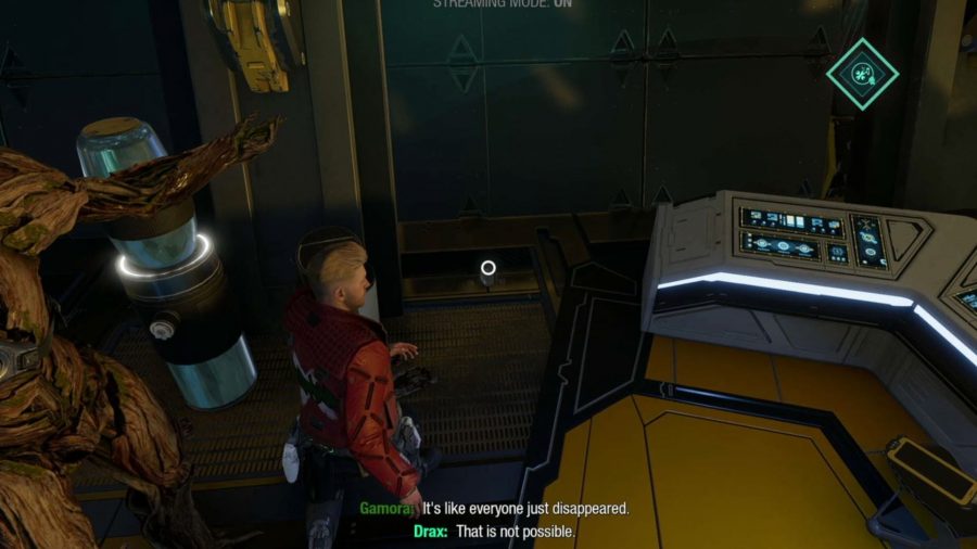 Guardians of the Galaxy Guardian Collectible locations: Star-Lord is looking at Groot's collectible on the ground.