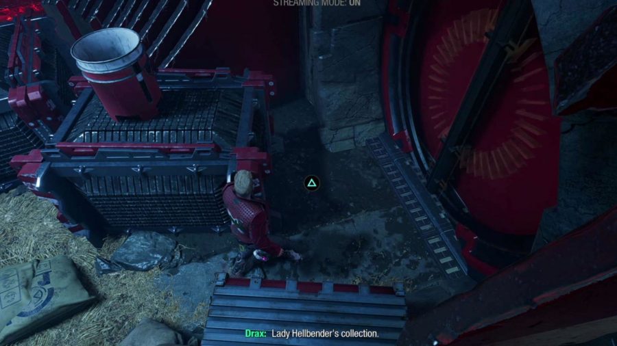 Guardians of the Galaxy Guardian Collectible locations: Star-Lord is looking at the collectible on the ground.