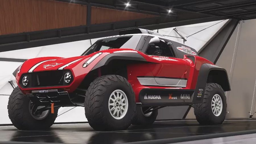 Forza Horizon 5 best off road car: a red Mini X-Raid off road buggy