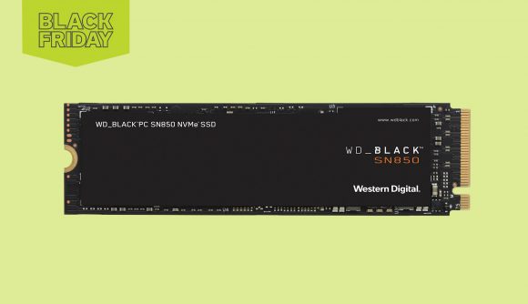 Black Friday SSD deals: A WD_Black SN850 drive on a green background