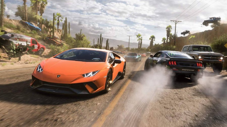 Forza Horizon 5 Series 1: multiple cars can be seen racing across Mexico's countryside.