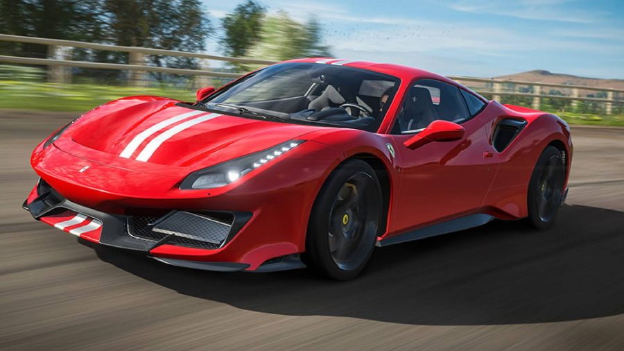 Forza Horizon 5 Series 1 Spring: The 2019 Ferrari 488 Pista can be seen driving.