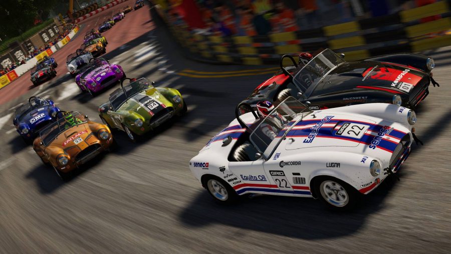Grid Legends Release Date: Multiple cars can be seen racing on a track.