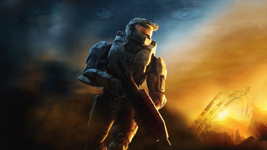Halo games in order: Halo 3 art showing Master Chief looking into the distance
