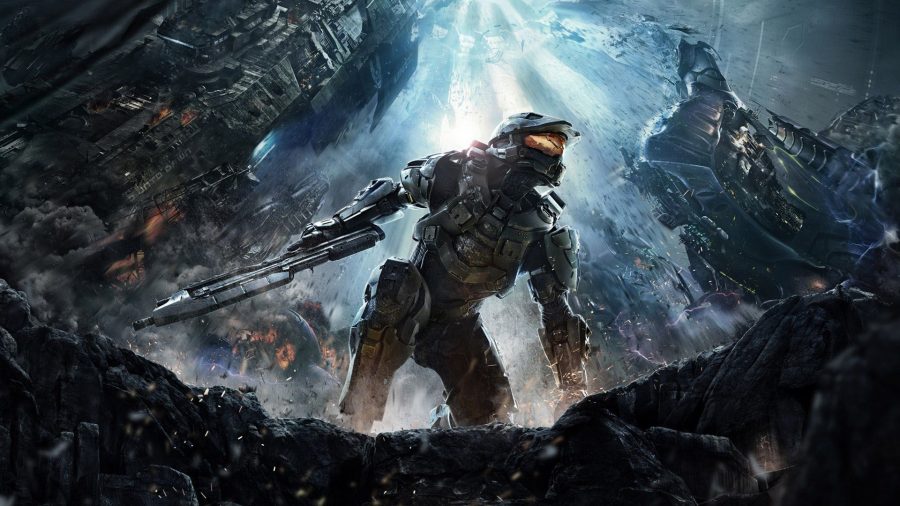 Halo games in order: Halo 4 art showing a kneeling Master Chief