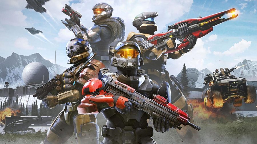 Halo Infinite Season 1: multiple Spartans can be seen aiming their weapons in the game's key art.