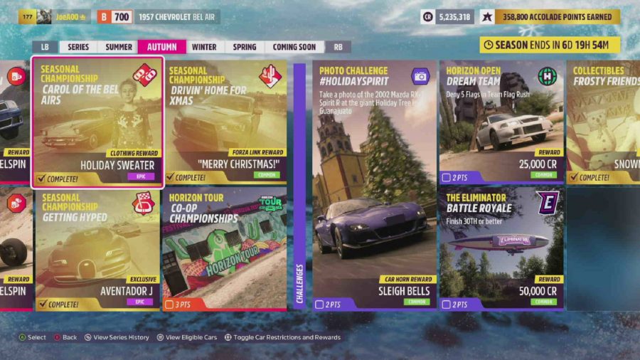 Forza Horizon 5 Carol Of The Bel Airs: The map showing the Carol Of The Bel Airs event