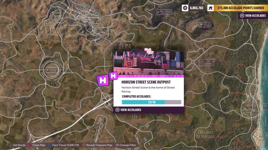 Forza Horizon 5 White Present Locations: The map showing the location of the Horizon Street Scene Festival
