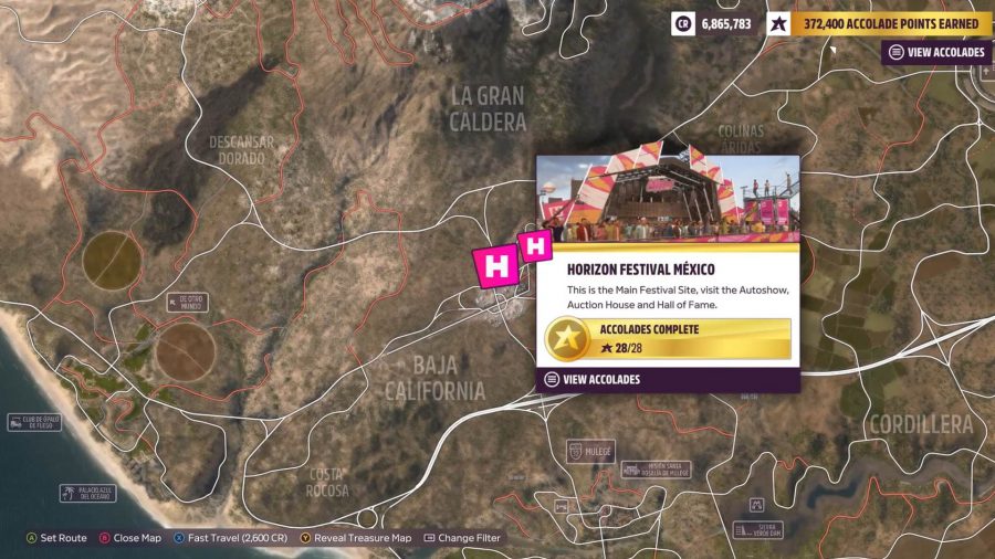 Forza Horizon 5 White Present Locations: The map showing the location of the Horizon Festival Mexico