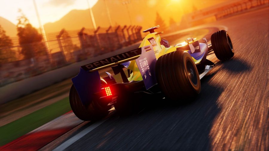 GRID Legends preview: a race car can be seen driving along the edge of a track.