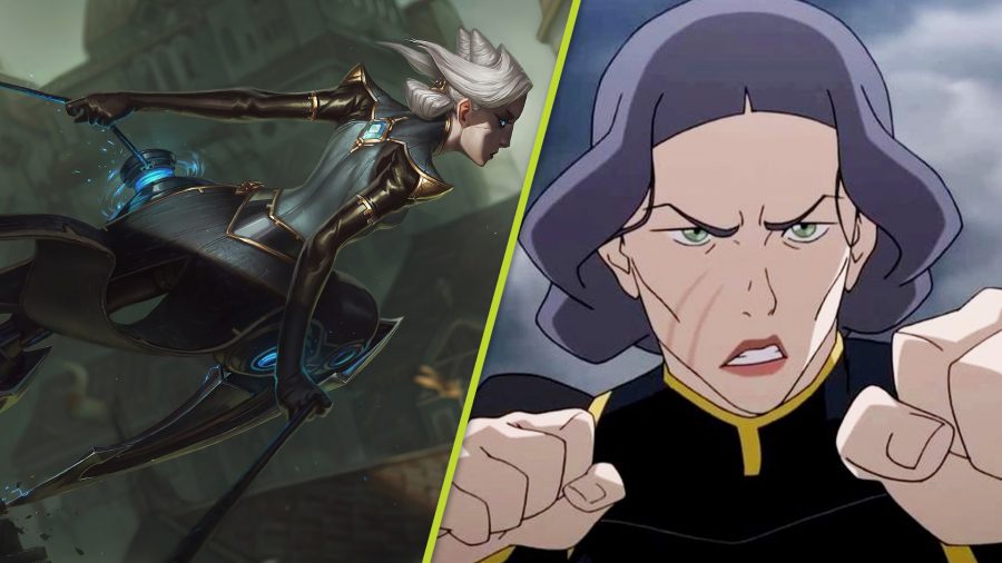 LoL's Camille next to Avatar's Lin Beifong