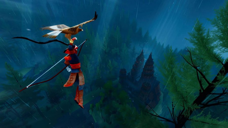 PS5 PS4 Game Pass competitor launch games: The hunter can be seen gliding with her eagle