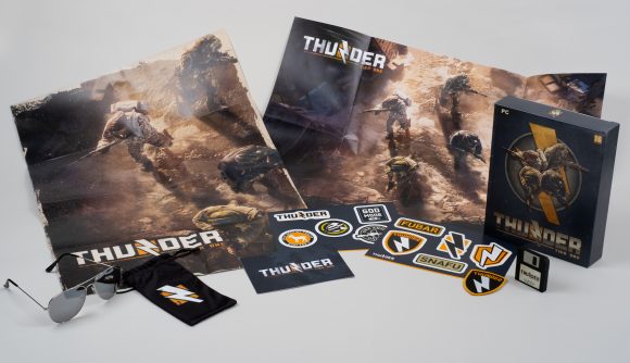 Thunder Tier One giveaway: A merch pack containing posters, sunglasses, game codes, and more