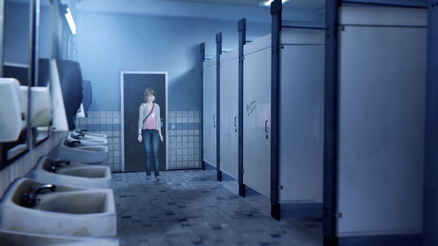 Life Is Strange's Max in the bathroom