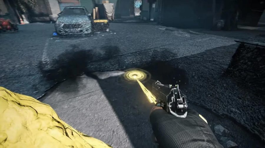 Rainbow Six Extraction How To Unlock The REACT Laser: A player can be seen firing the REACT Laser at the ground.