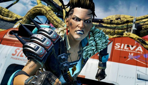 Apex Legends PS5 Version News: Mad Maggie with her fist clenched in Olympus