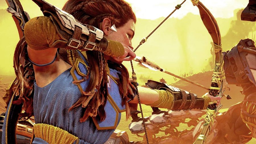 Horizon Forbidden West Valor Surges: Aloy aiming her bow